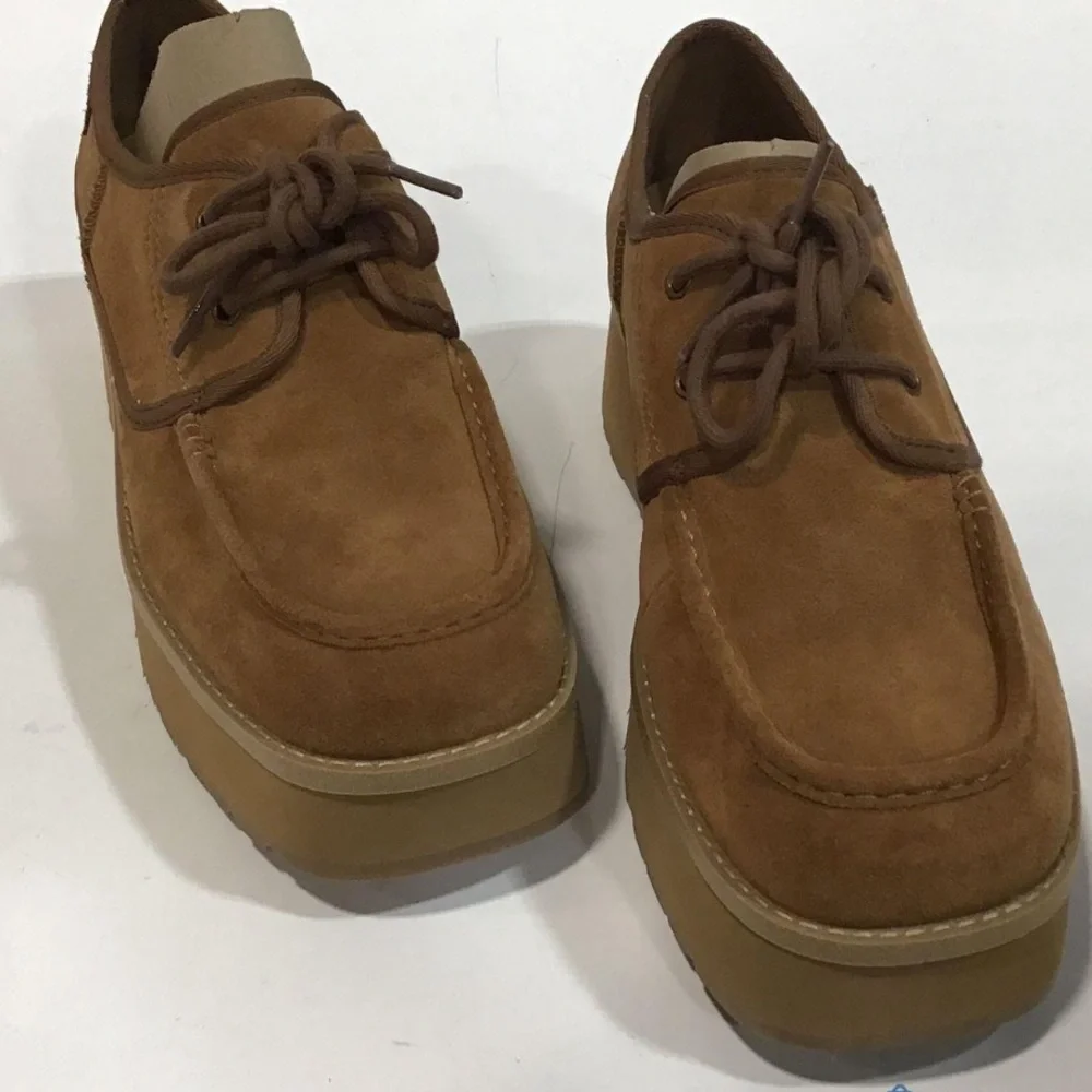 NEW!! Women’s UGG Cityfunc Brown/Chestnut Suede Platform Lace-up Shoes Size 10